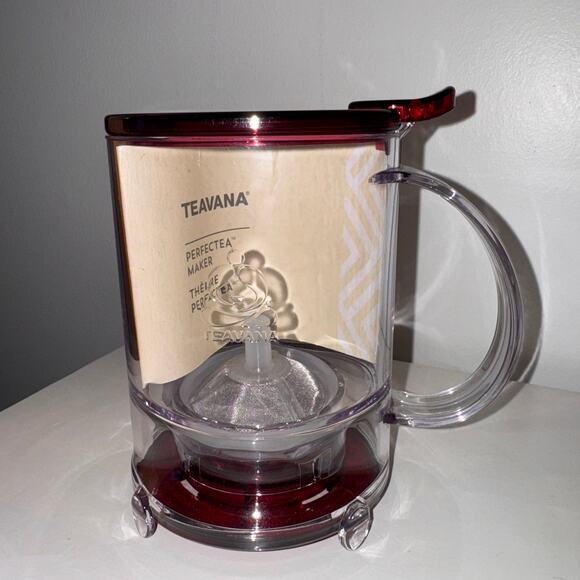 Teavana Cranberry Red Perfectea Tea Maker Loose Leaf Tea Infuser Drip Tray NEW - Picture 1 of 4